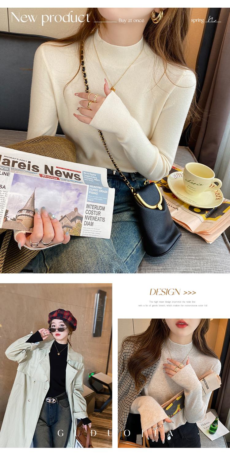 Product Introduction of Women's Knitwear Half Turtleneck Bottoming Shirt Classic Style Inner Wear Autumn and Winter Cashmere Sweater 2024 New Spring and Autumn Top 6
