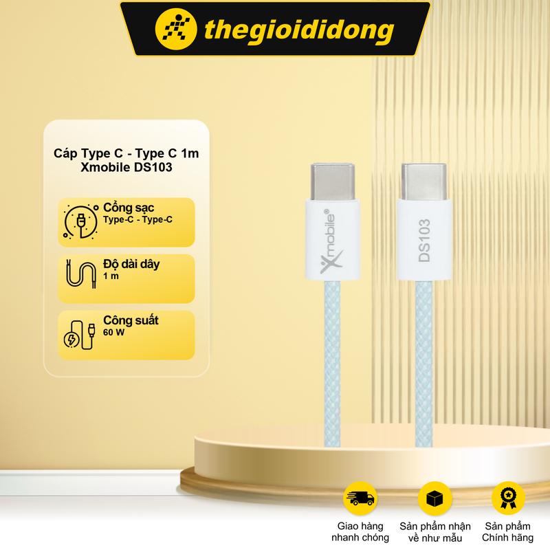 Cáp Type C - Type C 1m Xmobile DS103 Xanh