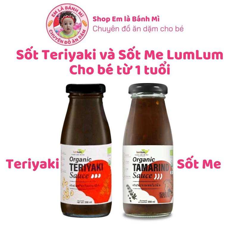 Sốt Teriyaki và Sốt Me Hữu Cơ LumLum 200ml ướp thịt gà cá 12m+ Nước Sốt Gia Vị