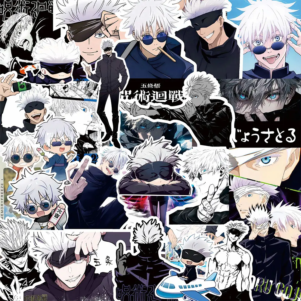 Pelekat Jujutsu Kaisen Anime, Reka Bentuk Sejuk, Tersedia dalam 80 / 65 / 75pcs, Pelekat Satoru Gojo, Sesuai untuk Papan Skate, Komputer Riba dan Motosikal, Kalis Air, Mainan Klasik, Pelekat Paper Stationery Notebooks Office