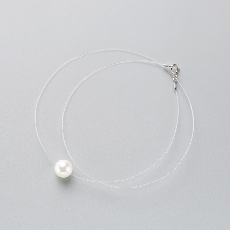 Product Introduction of INZATT 925 Sterling Silver Zircon Crystal Pearl Pendant Choker Necklace Transparent Fishing Line 2020 Fine Jewelry For Women 5