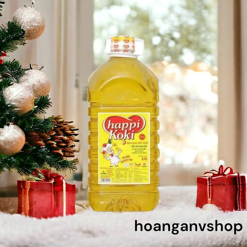 Dầu Ăn Koki Happi 5L - Bổ Sung Vitamin A, Omega 3-6-9, Vitamin E - Thức Ăn