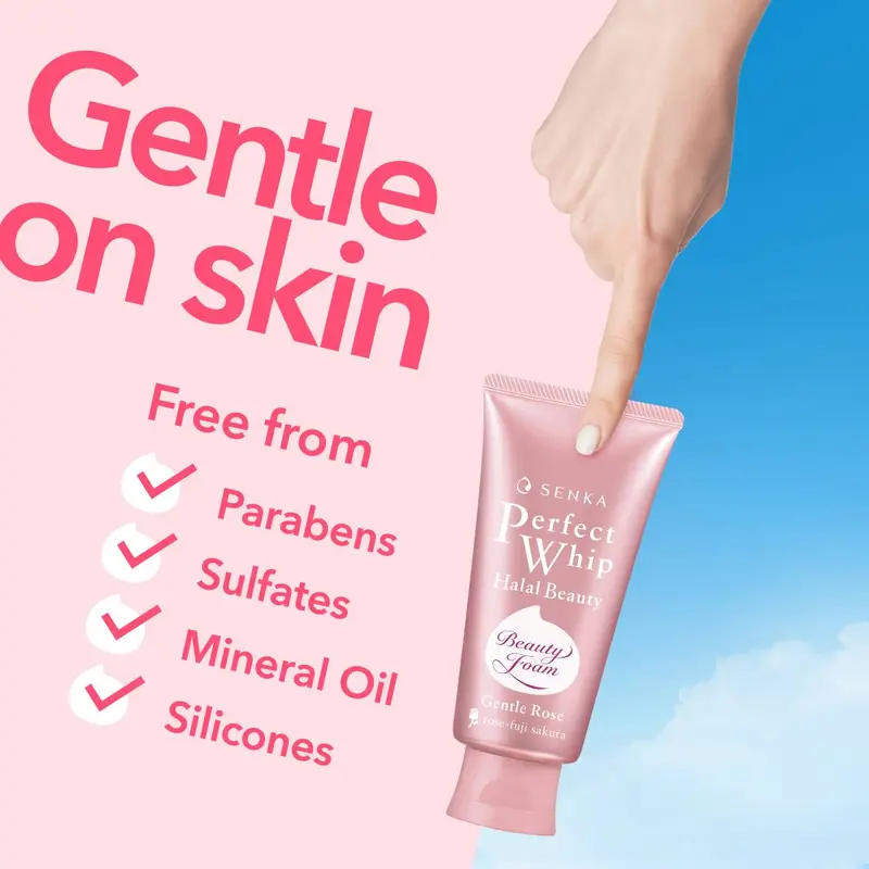 SENKA Perfect Whip Gentle Rose Facial Foam 100gr - Mengandung Hyaluronic Acid Membersihkan Wajah 4