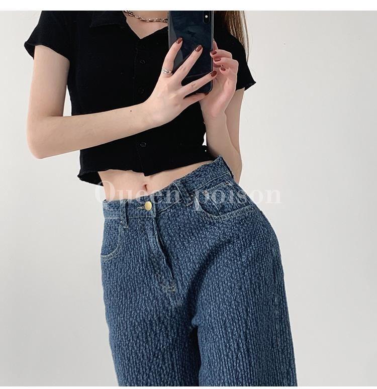 Product Introduction of Quần Dài Jean Cảm Giác Không Khí, Dệt Cổ Điển, Dành Cho Phụ Nữ, Dáng Rộng, Kiểu thụng Thẳng, Quần quét đất Nhà, Bó Sát, Cạp Cao, Phong Cách Thường Ngày Quần Ống Rộng, Ý Tưởng Quà Tặng Tuyệt Vời Women 24