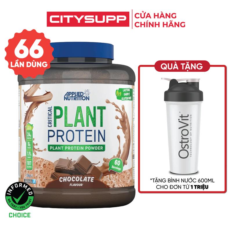  Bột Protein Thực Vật Critical Plant Cho Người Ăn Chay Vegan Pro 1.8KG  60 Lần Dùng  Applied Nutrition |  Made in UK 