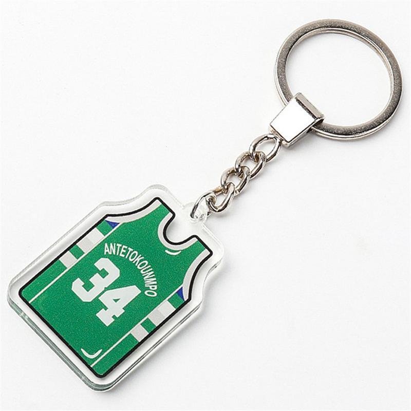 Product Introduction of Printed On Both Sides Jersey Shape Keychain Charms Sports Key Rings Basketball Fan Trinket Souvenir Accessories Gifts 29