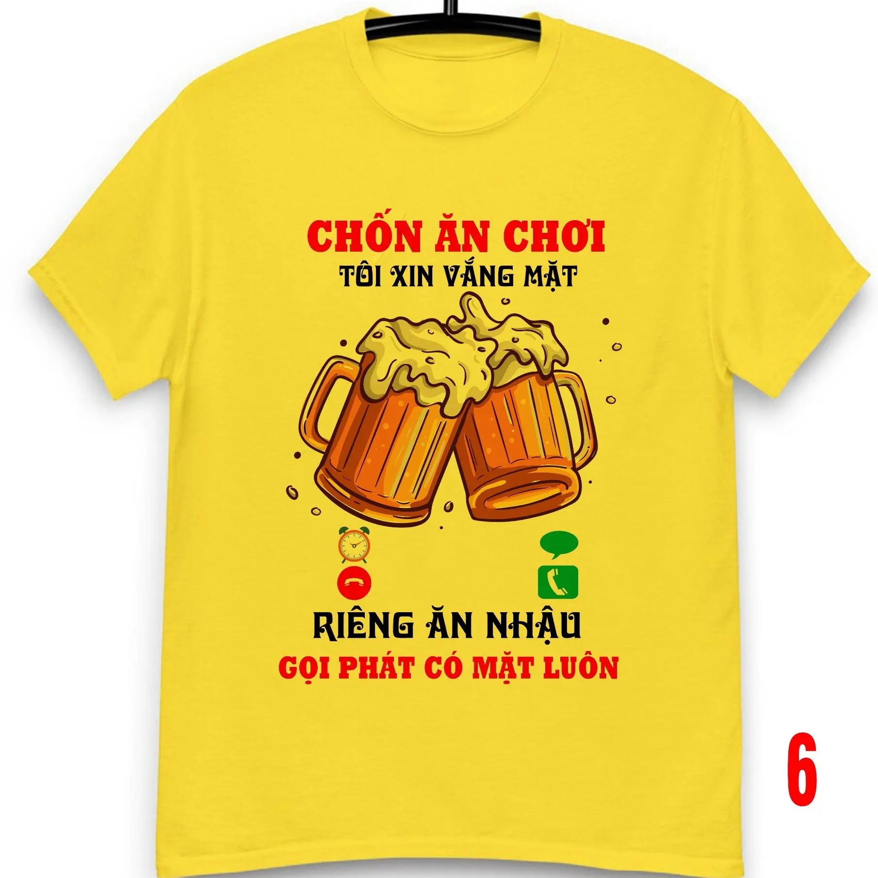 ÁO THUN chốn ăn chơi tôi xin vắng mặt riêng ăn nhậu gọi phát có mặt luôn thun cotton co giãn đủ size từ 5-105kg Nam Menswear Cổ Tròn Trắng