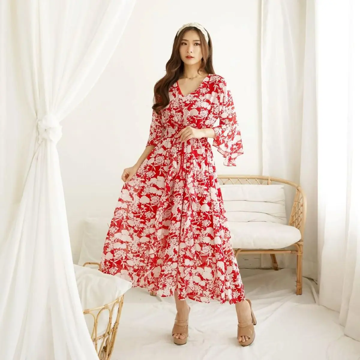 TM 12514 Dress Maxi Beverlina Drawstring Chiffon
