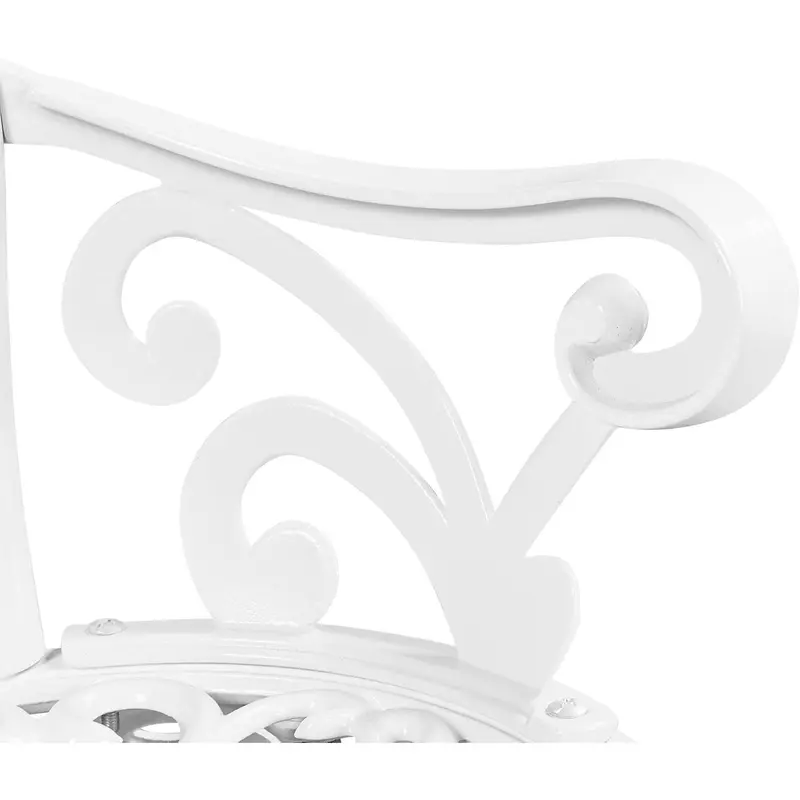 Garden Bench Outdoor Loveseat Metal Bench Outdoor Patio Furniture Seat with Rose Design, for Porch/Lawn/Yard, White 6