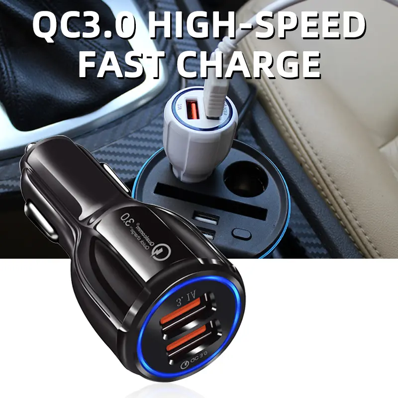 Dual USB Car Charger, 12-24V Fast Charging Adapter for 15 Pro Max 8 Plus, 1 Unit Car Charger