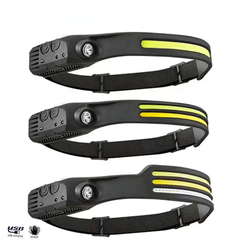 New Silicone headlight Type-C charging led red, white and yellow light outdoor running fishing cob headlight