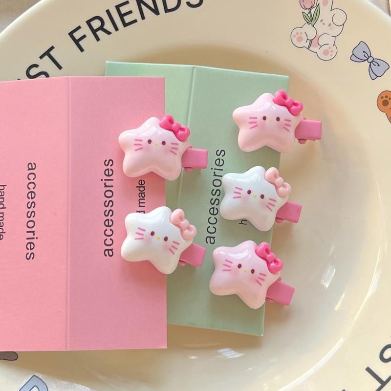 Product Introduction of KT Five-Pointed Star Hair Clip Cute Sweet Hairpin Girl's Heart Versatile Cartoon Star Hair Accessory Children's Small Clip [xunbao] 2