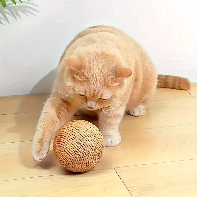 Wave Design Cat Scratching Ball Toy, 1 Count Corrugated Cat Sound Ball Toy, Cat Claw Grinding Toy with Bell, Self-happiness and Boredom Relief Cat Toy