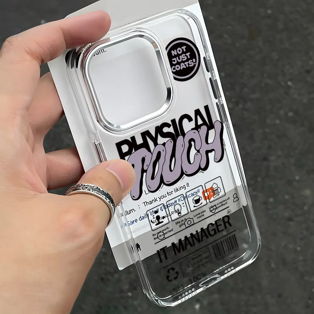 INS Clear Case For IPhone 13 17 11 16 15 14 12 Pro Max XR Air 11 Pro 7 8 Plus X XS MAX Aesthetic Trend Graffiti Plating Lens Frame Transparent TPU Soft Case