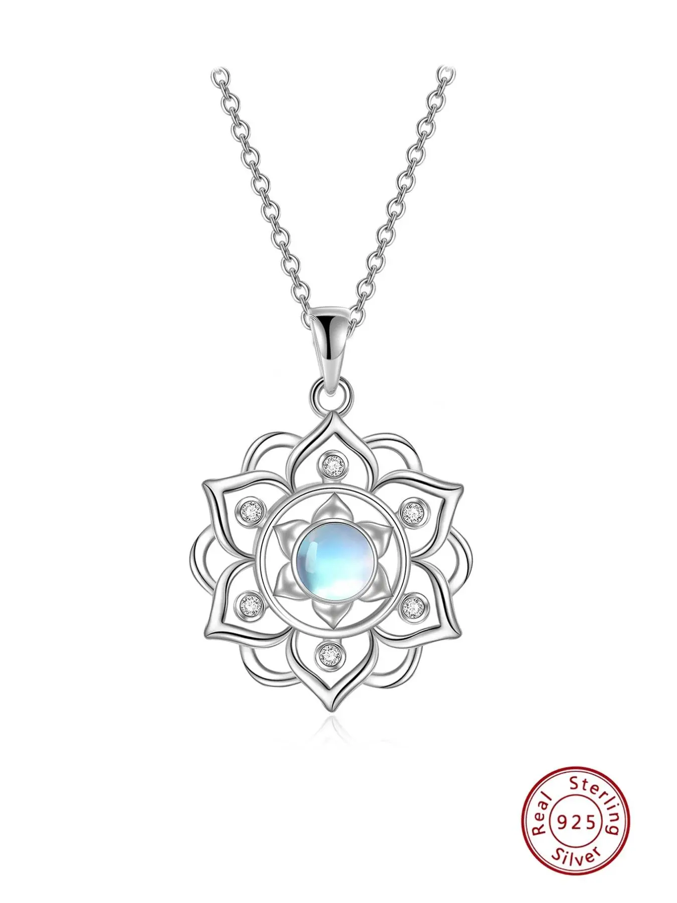 925 Sterling Silver Lotus Design Pendant Necklace for Women, Fashion Jewelry for Party, Daily Clothing Decor, Trendy All-match Jewelry for Birthday Gift