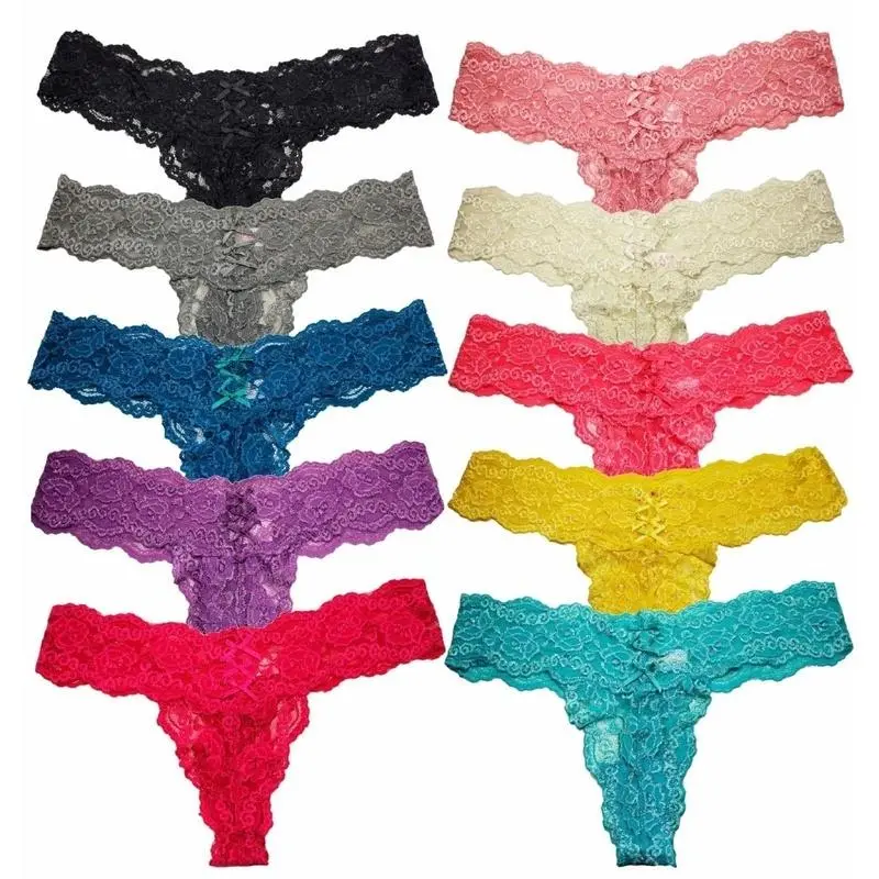 Women Thong Hollow Out Lace Ladies Breathable Low Waist G-string Girls Panties V-String Briefs Underwear sg