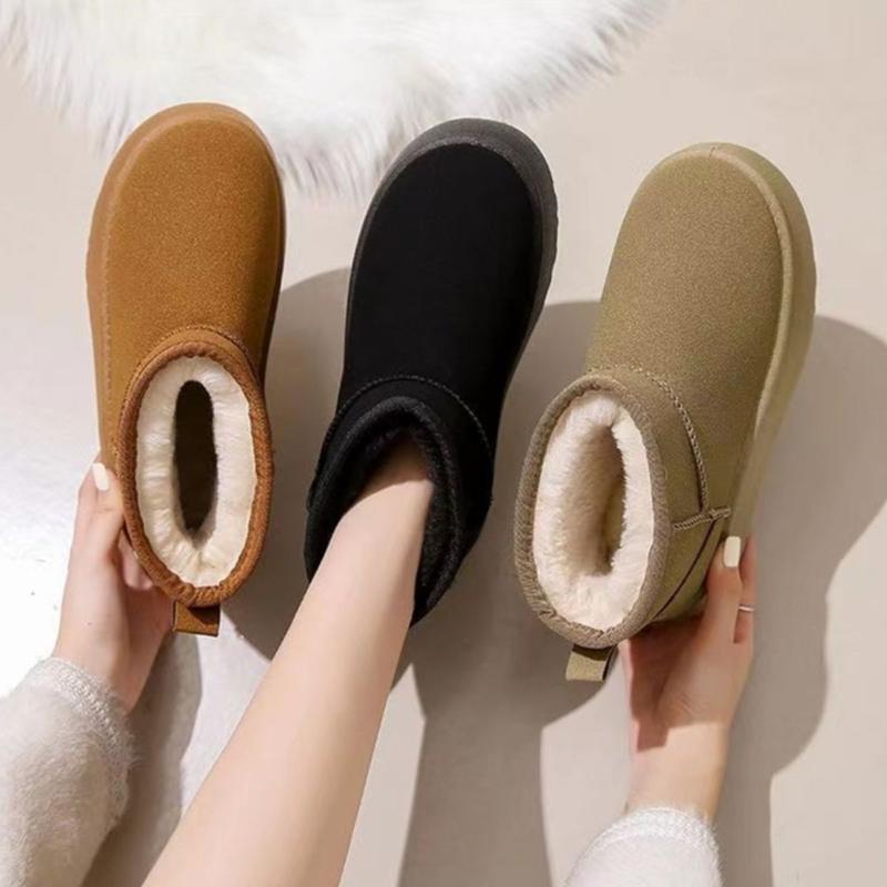 Giày Bốt Chống Trượt Đế Dày Nữ Ấm Áp Lót Lông Cừu Dày Giày Cotton Thời Trang Giày Bốt Nữ Shoes Cổ Cao