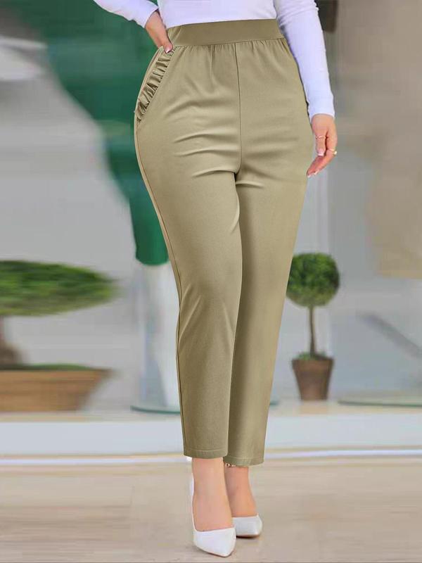 Women's Solid Color Pants, Casual Comfy Trousers for Daily Wear, Ladies Bottoms for All Seasons 2