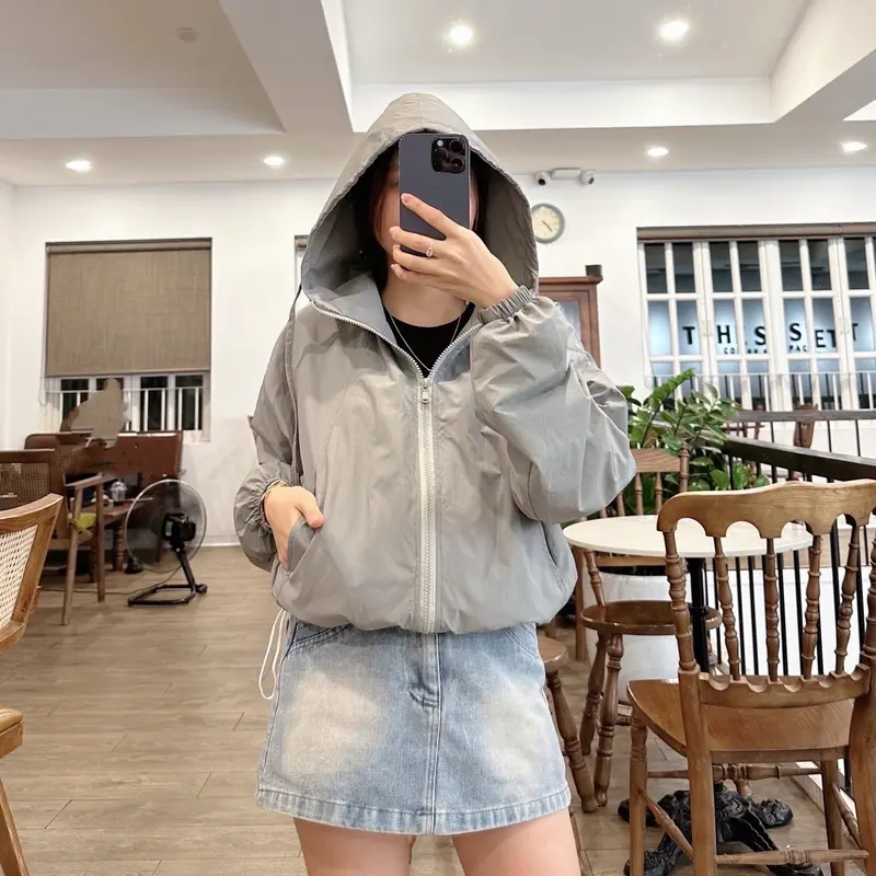 Áo khoác gió CÓ MŨ 2 lớp có DÂY RÚT cản gió, kháng nước nhẹ - Lumaxstore 2