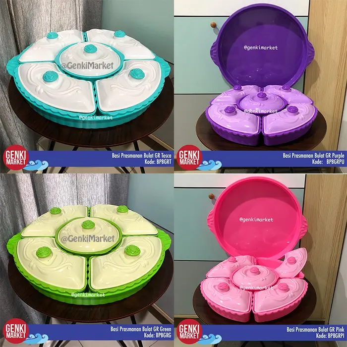 Basi Prasmanan Bulat 5in1 Tempat Penyimpanan Makanan Sayur Buah di Meja Makan