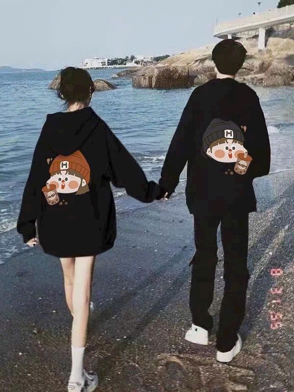 Áo Hoodie Nỉ Cặp Đôi, Bạn Thân Hình BÉ UỐNG NƯỚC Dễ Thương Dày Dặn Form Rộng Siêu Đẹp