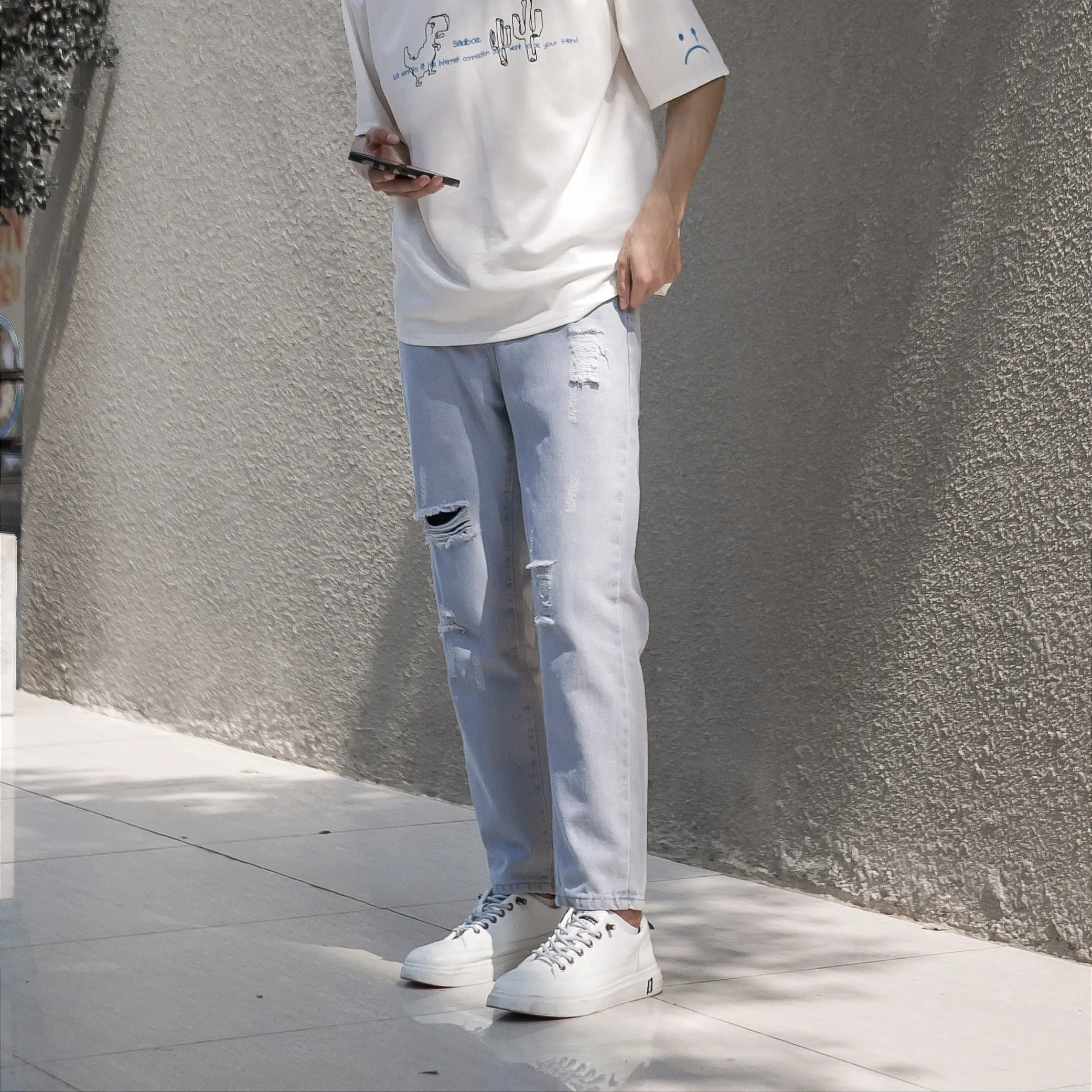 Quần jean baggy ống suông nam màu đen wash xám xanh đẹp mới hà nội hcm Menswear Pants Có Túi Có Túi Cotton Ong