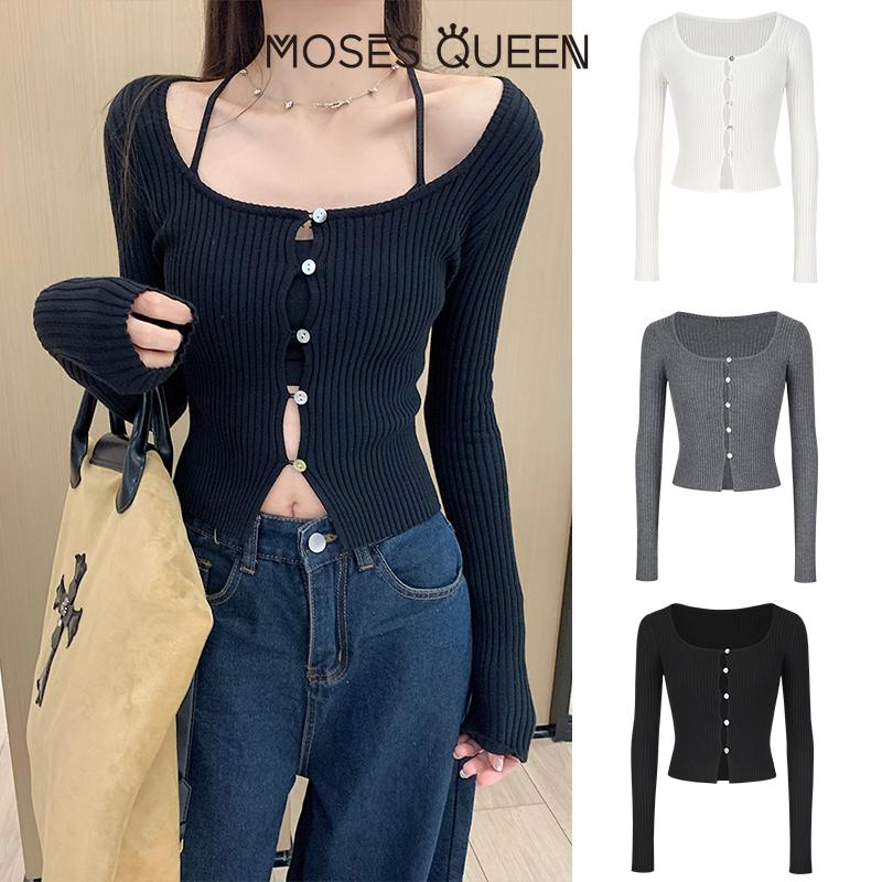  Áo Lớp Cơ Sở Dệt Kim Nữ Thần Moses Nữ Hoàng Dễ Thương Và Gợi Cảm Cổ Chữ U Áo Khoác Cardigan Áo Len Ngắn Mỏng Cô Gái Nóng Bỏng Đầu Xuân Cho Nữ Phong Cách Đầu Thu 59800 