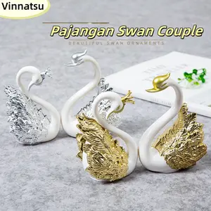 [Vinnatsu]Pajangan Sepasang Angsa Silver Hiasan Flaminggo Pajangan Angsa Wedding Gold Silver Decorasi Ruangan Perintilan Dekor Kamar