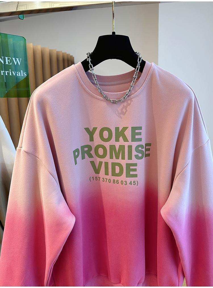 Product Introduction of Áo Nỉ Màu Hồng Gradient Thiết Kế Xấu Xí Dáng Rộng Rãi Và Đi Chơi Dopamine Girl, Chống Lão Hóa, Dành Cho Nữ, Thích Hợp Cho Mùa Xuân Và Mùa Thu, Áo Cổ Tròn, Thời Trang 6