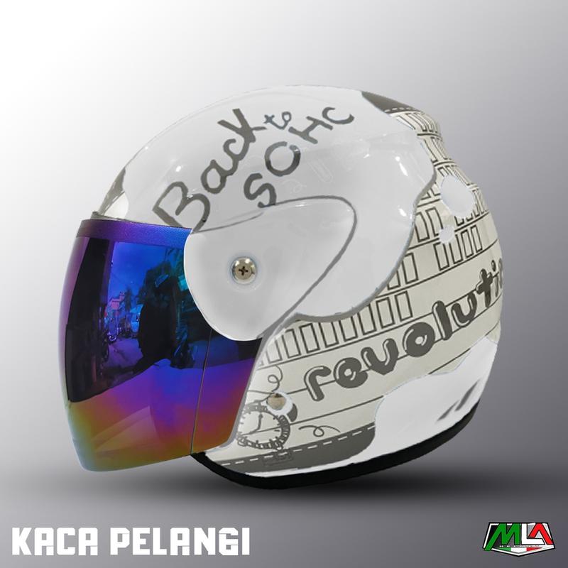 Helm Dewasa Half Face evolution Motif Note Murah PREMIUM Kaca 7
