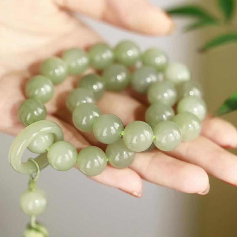 Vòng Cổ Vòng Tay Tua Rua, Hạt 12Mm Đá Xanh Lá Cây, Charm Phật Mala Phật Giáo Tây Tạng Chuỗi Mân Côi Yoga Cho Nam Và Nữ 5