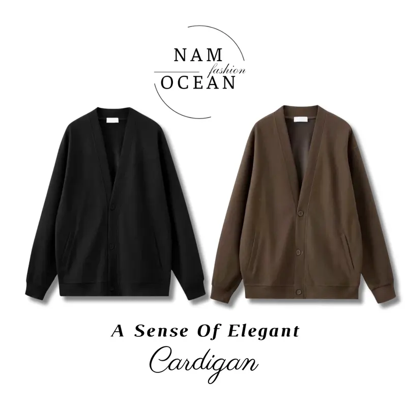 (NAM OCEAN)_Áo Cardigan Nam Nữ Phong Cách Hàn Quốc Dễ Dàng Phối Đồ Phù Hợp Đi Học Đi Chơi M26 Nam Ocean Menswear Jacket Nhung Kem 2