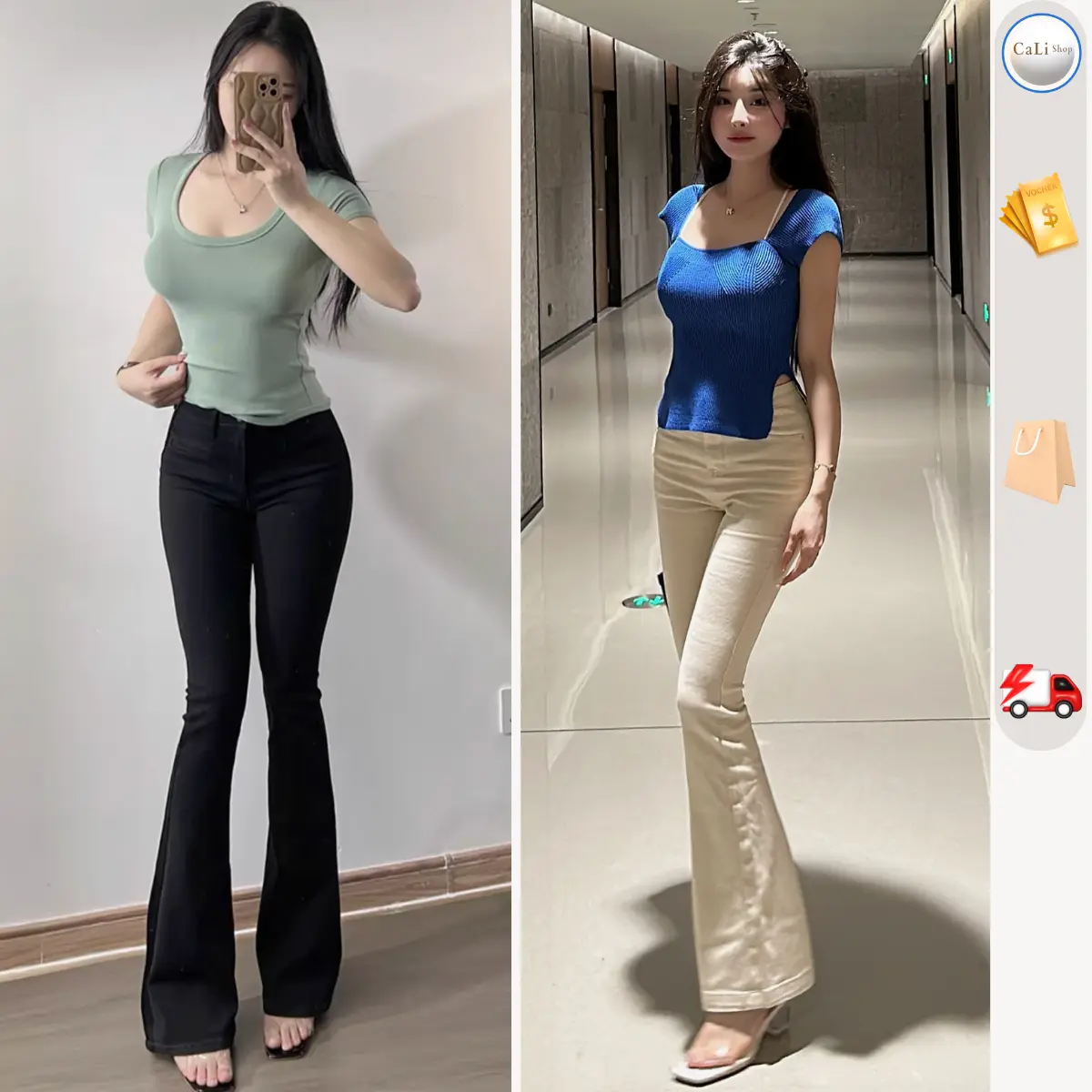 Quần jean kaki loe dáng dài 99cm-102cm | BigBuy360 - bigbuy360.vn