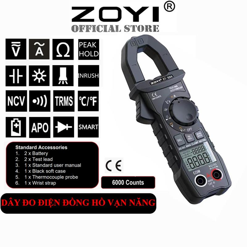 Đồng Hồ, Ampe Kìm Zoyi ZT-QS9 Đo Điện Vạn Năng Kỹ Thuật Số TRMS 6000 Số Đếm, Bộ Kẹp Khởi Động Kỹ Thuật Số, Đo Dòng Điện AC/DC, Đo Chống Nhiễu - Hàng Chính Hãng - Máy dò điện chập cháy thước mét thiết bị bút