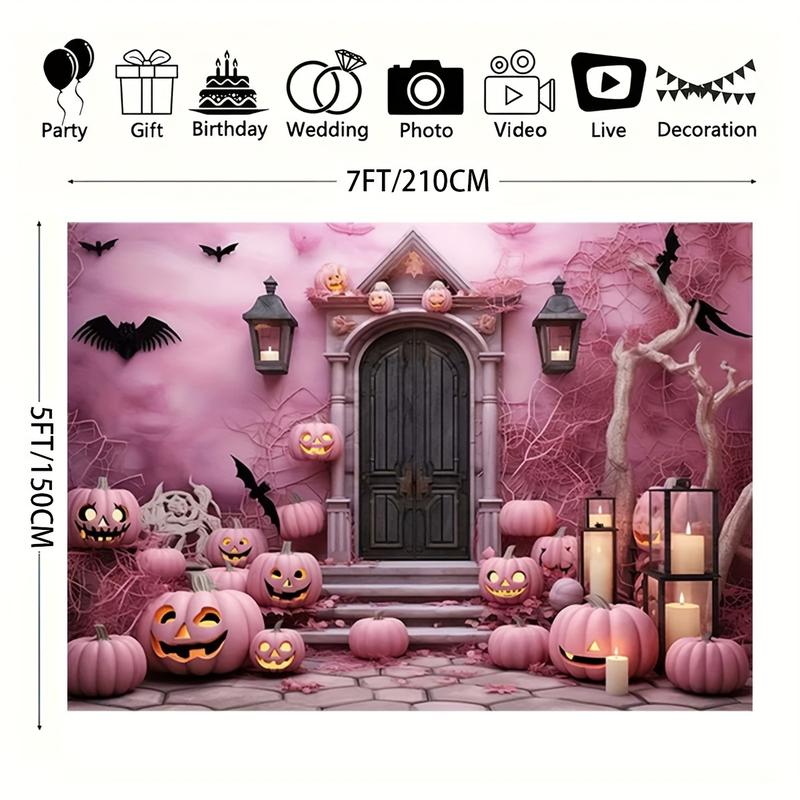 Product Introduction of Phông nền Vinyl Halloween, Trang trí bí ngô ma quái, Lối vào lâu đài Gothic, Cây đáng sợ, Gián, Nến, Thích hợp cho chân dung trẻ em và nền chụp ảnh dự tiệc, Đạo cụ Studio gian hàng ảnh 3