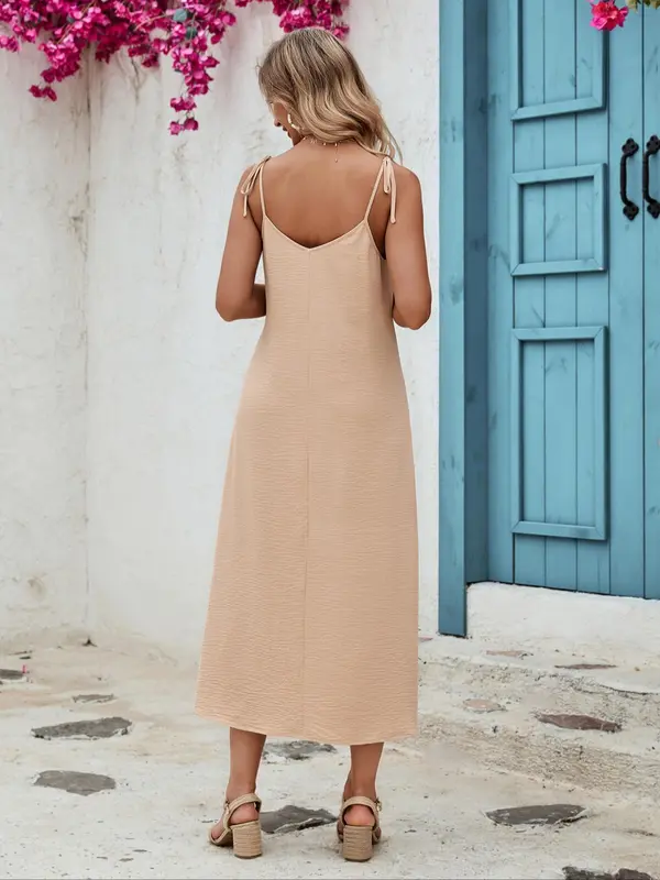 YOZY Women's Solid Color Cami Dress, Casual Sleeveless Midi Dress for Summer, Women's Clothing for Daily Wear 1