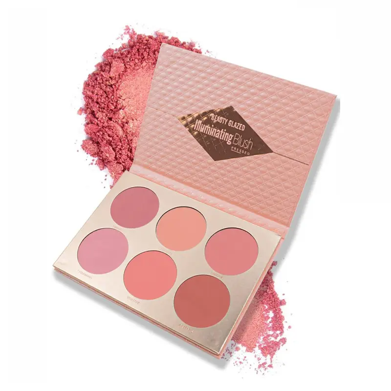 6 Colors Natural Blusher Palette, Long Lasting Shimmering Blush Palette, Cheeks Contour Blush Pressed Powder, Natural Look Blush for Daily Makeup 0