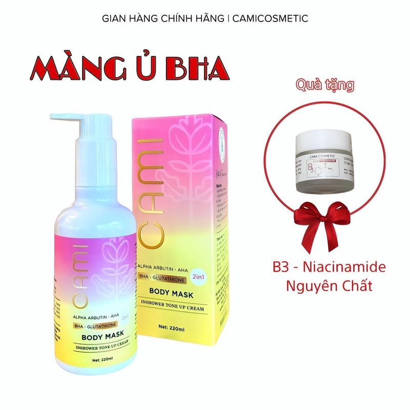 [TẶNG 10G BỘT TINH CHẤT NIACINAMIE] Kem Ủ Tắm trắng Body Camicosmetic,220ml,hỗ trợ kem body dưỡng da duong trang