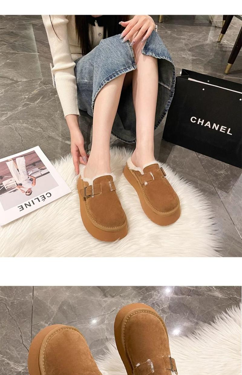 Product Introduction of Dép Lê Bên Ngoài Nữ, Furry, Tăng Chiều Cao, Boken Mới, Bít Mũi, Lót Lông Cừu Lười, Ấm Áp, Đế Lười, 20242024 5