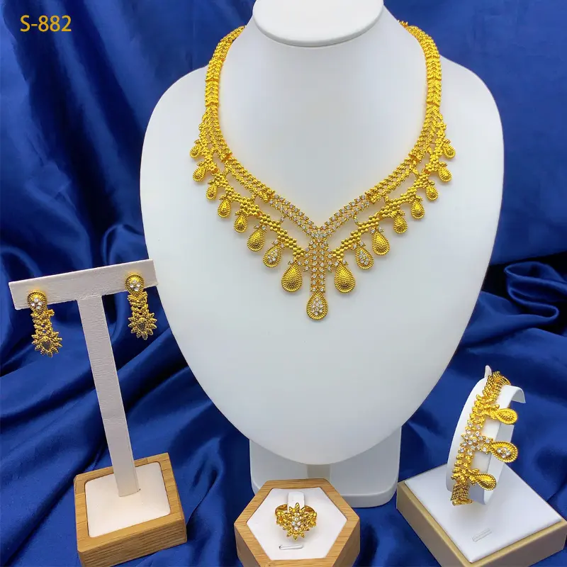 Bridal Jewelry Set Necklace Bracelet Earring Ring Dubai Jewelry Jewelry Set 1