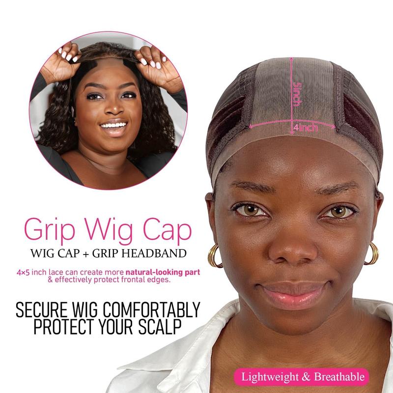 Wig Cap with Grip Band for Keeping Wigs in Place, 1 Count Adjustable Style Dome Mesh Cap with Showing Off Ears, Non Slip Cap Let Hair Wig Be Glueless, Mother's Day Gift 1