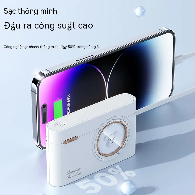 Sạc Dự Phòng Mini, Chính Hãng, Dung Lượng 20000mah, Hỗ Trợ Sạc Nhanh, Thiết Kế Camera, Tích Hợp 4 Cáp, Tương Thích Với iPhone, Remax, Xiaomi, Huawei 0