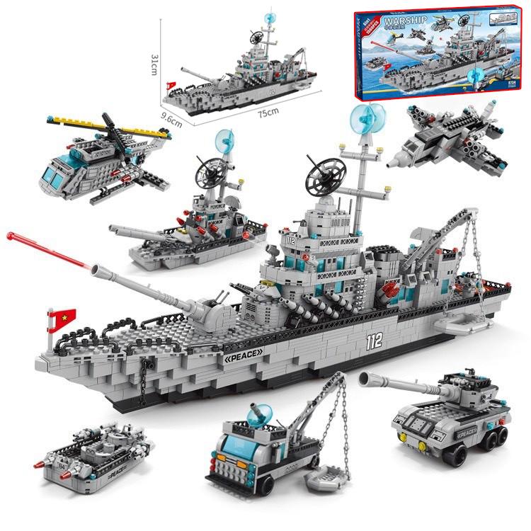 1560 PCS - Bộ Đồ Chơi Lắp Ghép Tàu Chiến Hạm, Lắp Ráp Mô Hình Tàu Sân Bay - Mô Hình Robot Tàu Thủy