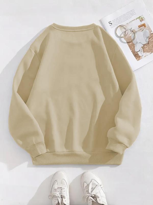 Women's Watermelon & Letter Print Long Sleeve Sweatshirt, Fashion Casual Drop Shoulder Crew Neck Pullover for Daily Holiday Outdoor Wear, Ladies Fall & Winter Clothes 5
