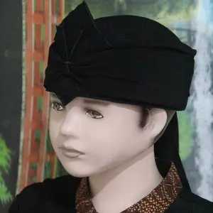 iket kepala blangkon TRADISIONAL sunda jawa atas tutup uk dewasa dan anak (IKET HITAM) Karet