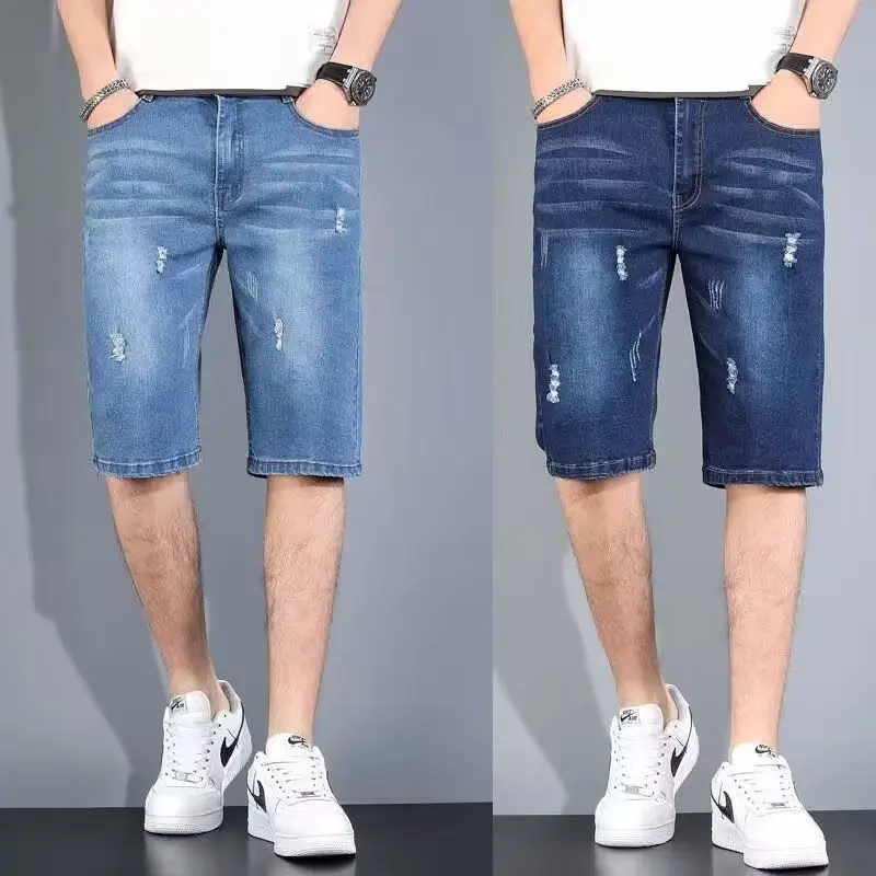 Men's pants denim shorts slim summer men's shorts straight pants slim trousers men's trousers