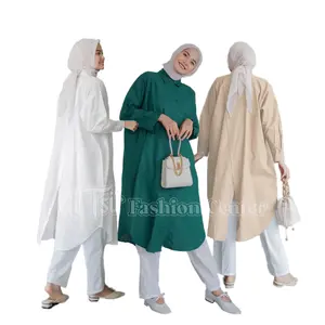 DWYNE TUNIK LINEN Baju Muslim Wanita Atasan Kemeja Wanita Linen Fashion Muslim Wanita Kekinian Oversize Panjang Dewasa