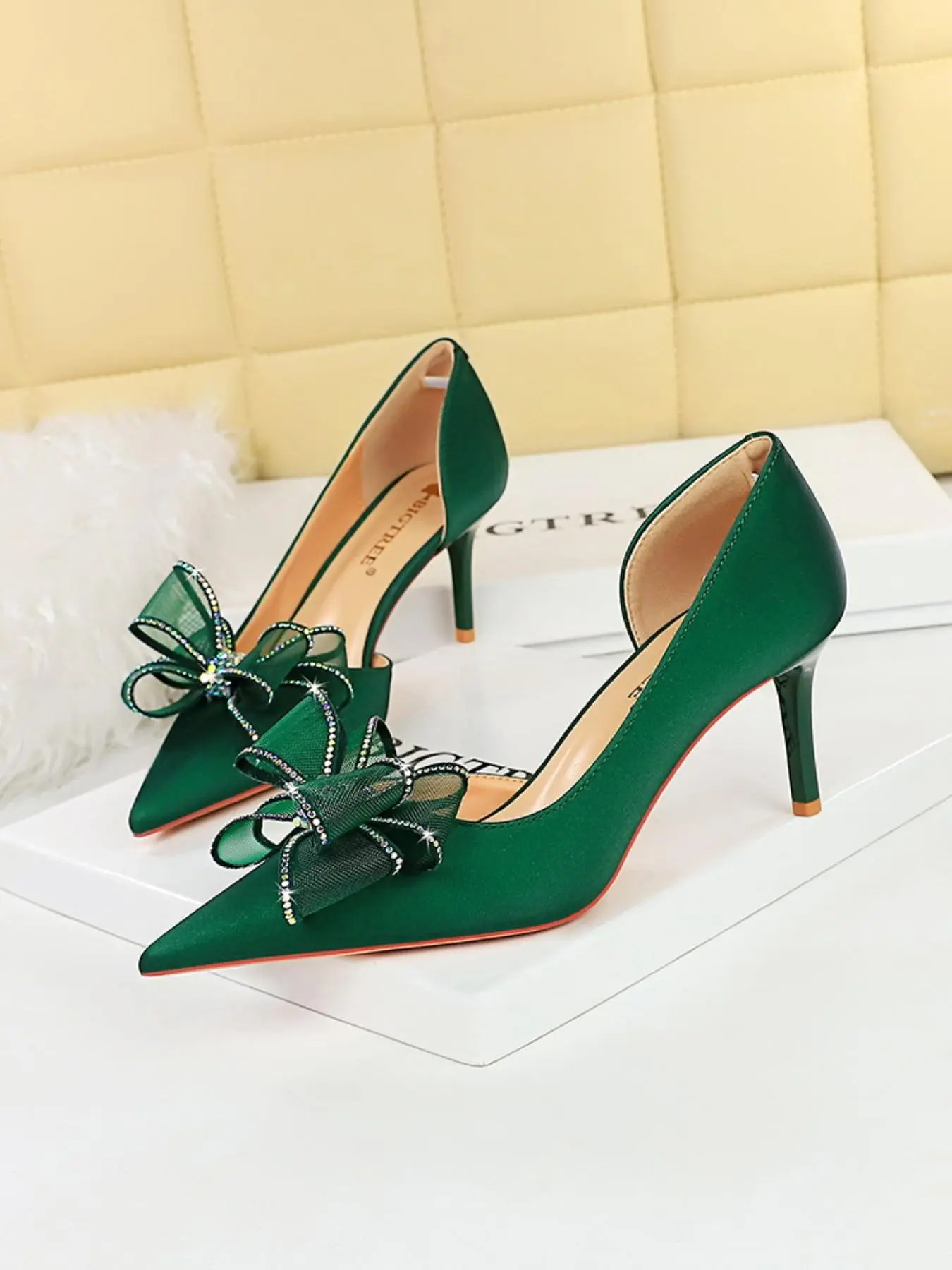 Women's Elegant Rhinestone Decorated Bowknot Design High Heel Shoes, Fashionable Pointed Toe   Shoes for Party, Daily Clothing Decor for Women & Girls, Classy