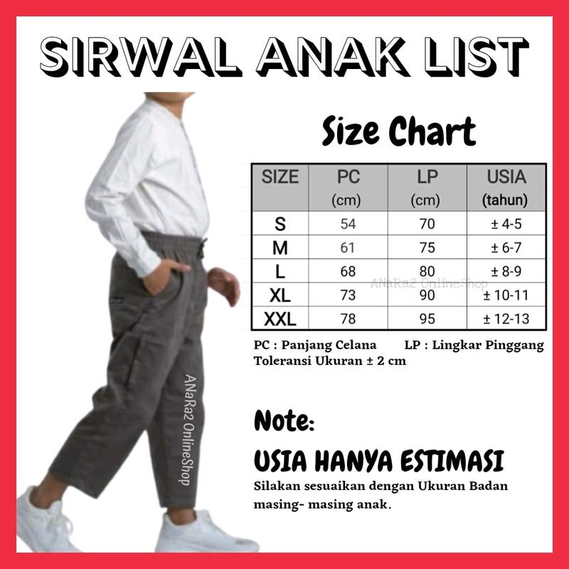 Sirwal List Anak Laki Laki Celana Panjang Harian Bahan American Drill Grade A Polos Hitam Navy Fashion 1