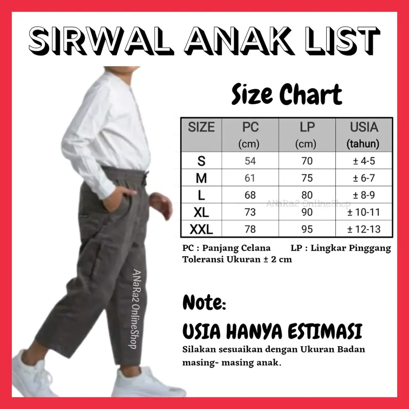 Sirwal List Anak Laki Laki Celana Panjang Harian Bahan American Drill Grade A Polos Hitam Navy Fashion 1